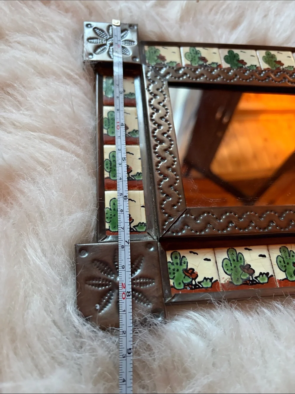 Decorative cactus Tile-Accented Wall Mirror